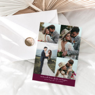 So Much Love Elegant Wedding Photo Cranberry Thank You Card