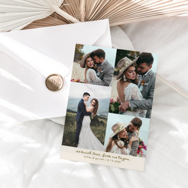 So Much Love Elegant Wedding Photo Cream Thank You Card (Creator Uploaded)