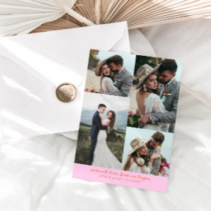 So Much Love Elegant Wedding Photo Orange Pink Thank You Card