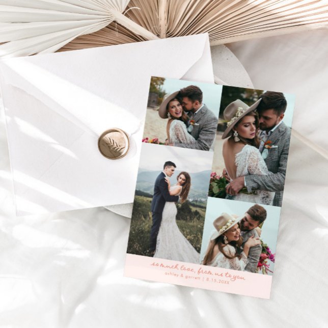 So Much Love Elegant Wedding Photo Peach Thank You Card (Creator Uploaded)