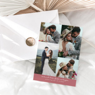 So Much Love Elegant Wedding Photo Pink Thank You Card