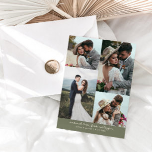So Much Love Elegant Wedding Photo Sage Green Thank You Card