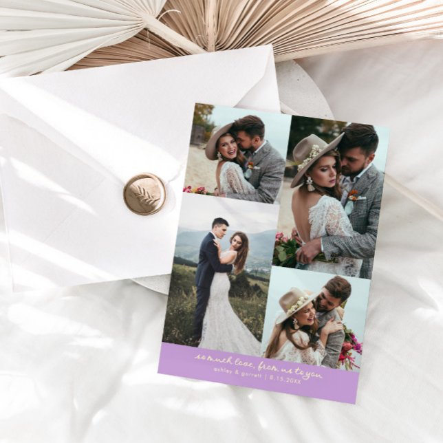 So Much Love Elegant Wedding Photo Wisteria Thank You Card (Creator Uploaded)