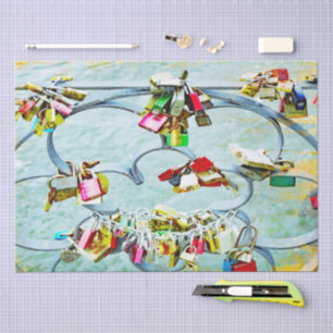So much love! Love locks for eternal love Tissue Paper
