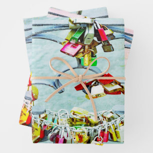 So much love! Love locks for eternal love Wrapping Paper Sheet