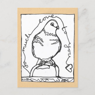 So Much Love Pigeon Postcard Continuous Line