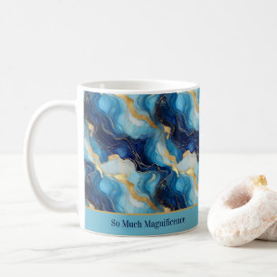 "So Much Magnificence" Decorative Blue Gold Mug
