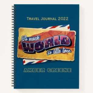 So Much World Travel Quote Illustration Notebook