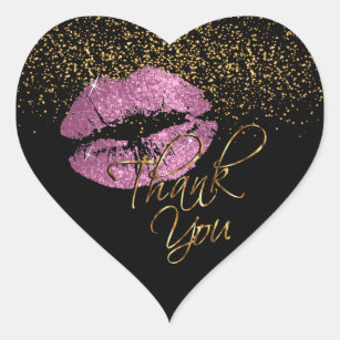 So Pink Gold Glitter Lipcolor - Thank You Heart Sticker