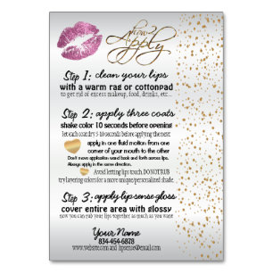 So Pink & Gold Lips Application Instructions Table Number