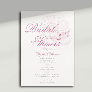 So Pink Peony Calligraphy Elegant Bridal Shower Invitation