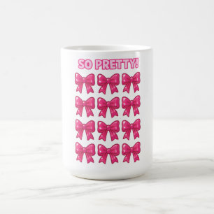 So Pretty Pink Bows Girly Coquette Aesthetic Coffee Mug