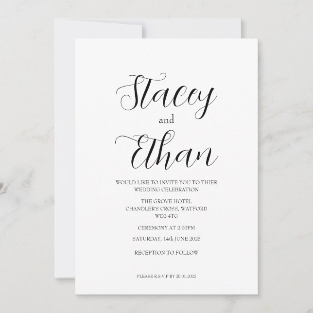 So Simple Typographic Wedding Invitations  (Front)