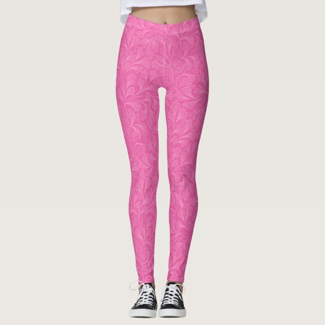 "So, So Pink Floral Pattern"  Leggings (Front)