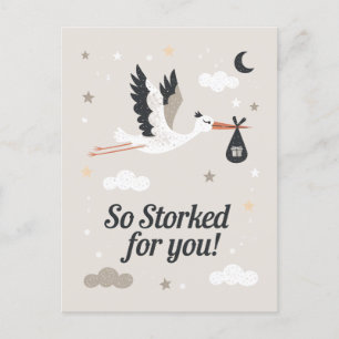 So Storked For You Funny Pregnancy Bird Postcard