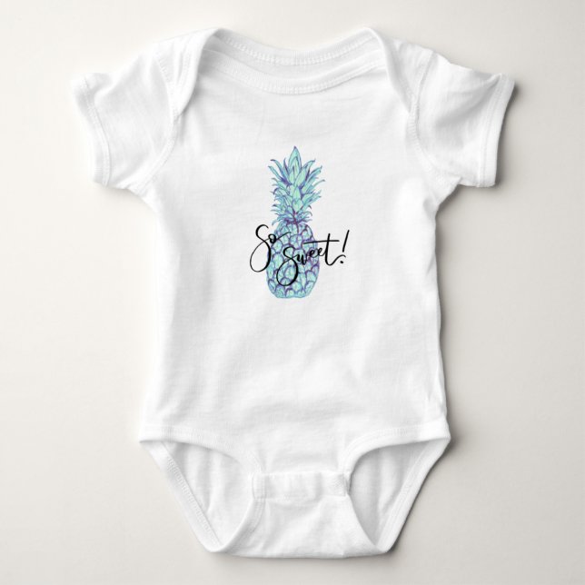 So Sweet! Blue Pineapple Baby Clothing Bodysuit (Front)