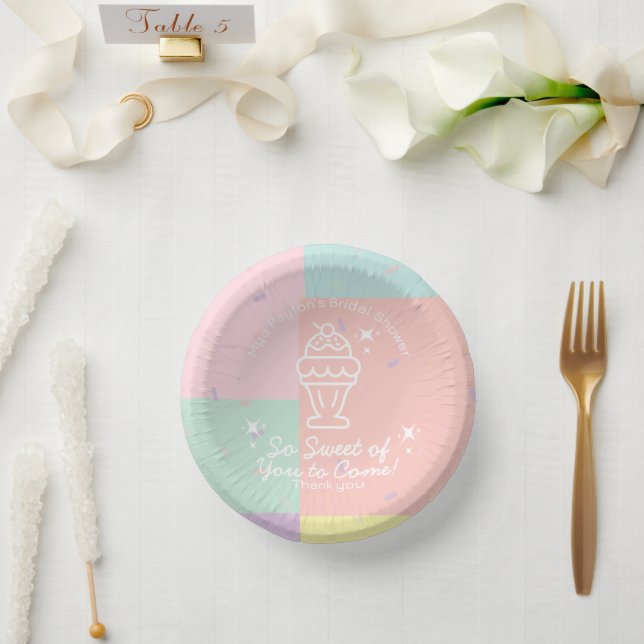 So Sweet of You to Come! Retro Ice Cream Thank You Paper Plate (Wedding)