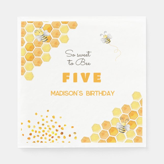 So sweet to bee kids birthday napkin (Front)