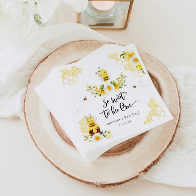 So sweet to bee One 1st birthday bee day Napkin (Creator Uploaded)