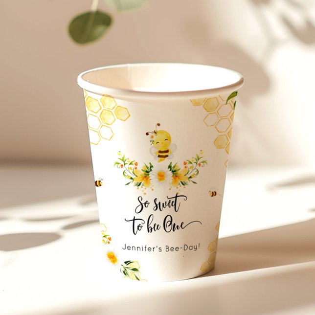 So sweet to bee One 1st birthday bee day Paper Cups (Creator Uploaded)