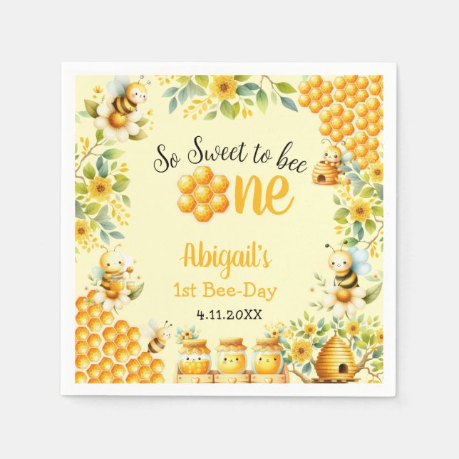 SO SWEET TO BEE ONE 1ST BIRTHDAY NAPKIN (Front)