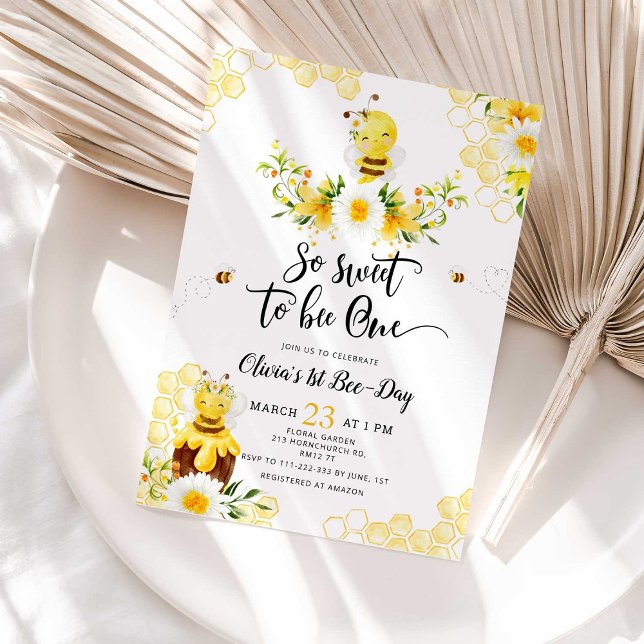 So sweet to bee one birthday invitation (Creator Uploaded)