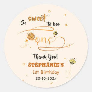So Sweet To Bee One Cute Honey Bee 1st Birthday Classic Round Sticker