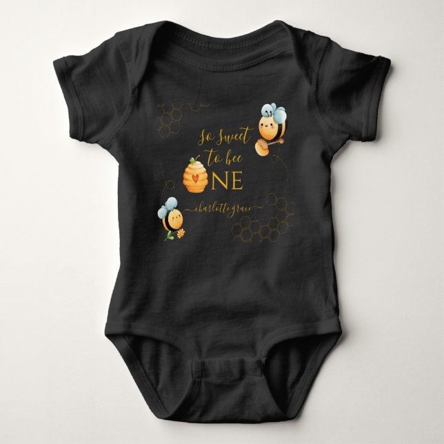 So Sweet To Bee One First Bee Birthday Baby Bodysuit (Front)