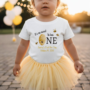 So Sweet To Bee One First Birthday Honeycomb Baby T-Shirt