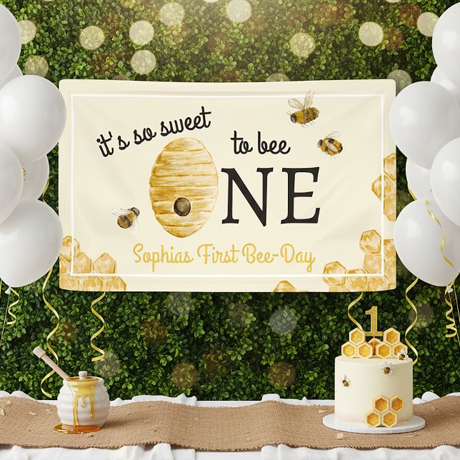 So Sweet To Bee One First Birthday Honeycomb Banner (Creator Uploaded)
