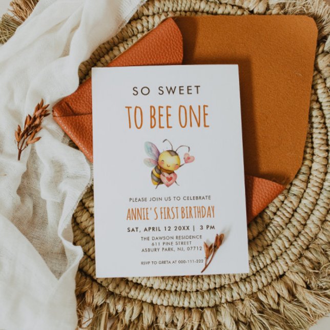So Sweet To Bee One First Birthday Invitation (Creator Uploaded)