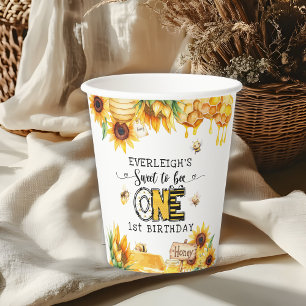 So sweet to bee one floral 1st birthday  paper cups