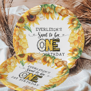 So sweet to bee one floral 1st birthday  paper plate