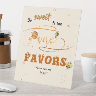 So Sweet To Bee One Honey Bee 1st Birthday Favours Pedestal Sign