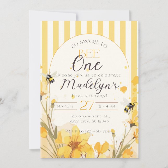 So Sweet to Bee One Invitation (Front)