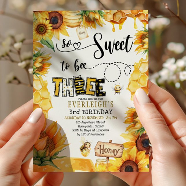 So sweet to bee three 3rd birthday Invitation (Creator Uploaded)