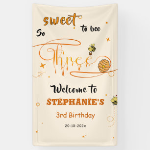 So Sweet To Bee Three Cute Honey Bee 3rd Birthday Banner