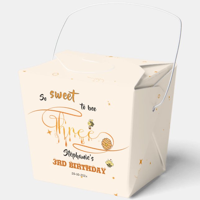 So Sweet To Bee Three Cute Honey Bee 3rd Birthday Favour Box (Front)