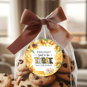 So sweet to bee three floral 3rd birthday classic round sticker