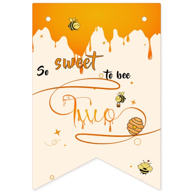 So Sweet To Bee Two Cute Honey Bee 2nd Birthday Bunting (First Flag)