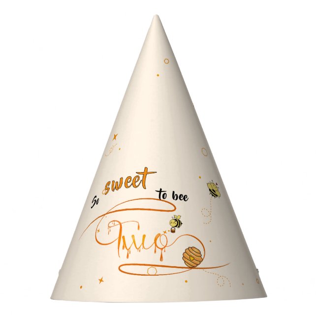 So Sweet To Bee Two Cute Honey Bee 2nd Birthday Party Hat (Front)