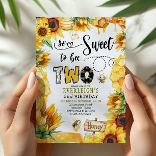 So sweet to bee two floral 2nd birthday Invitation