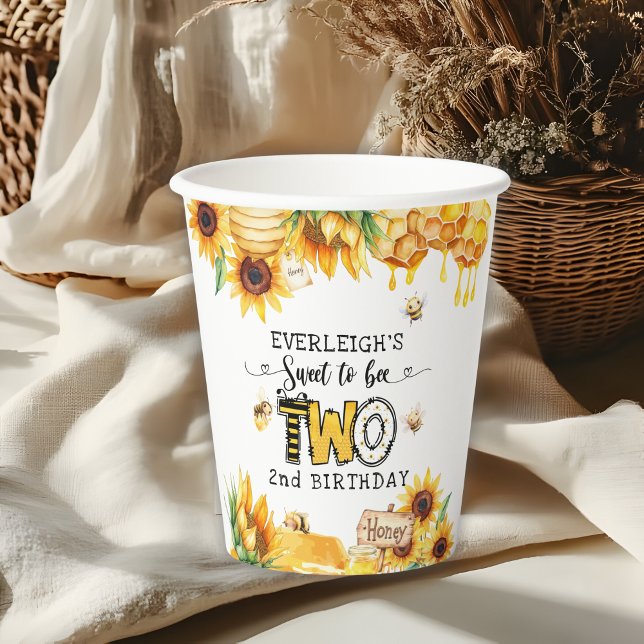 So sweet to bee two floral 2nd birthday  paper cups (Creator Uploaded)