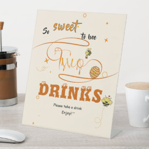 So Sweet To Bee Two Honey Bee 2nd Birthday Drinks Pedestal Sign