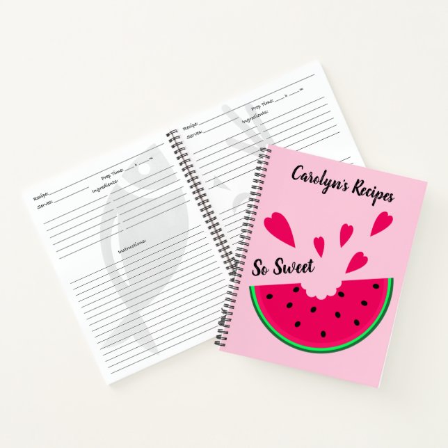 So sweet watermelon with hearts, your recipes notebook (Inside)