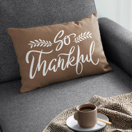 So Thankful Brush Calligraphy Accent Pillow