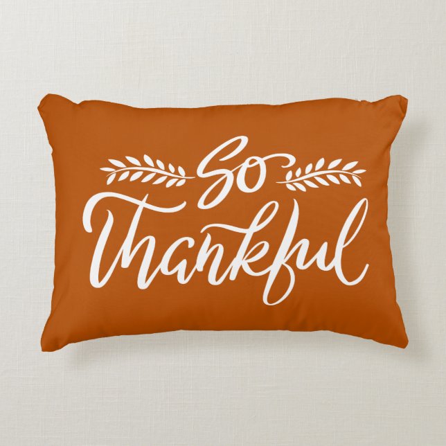 So Thankful Brush Calligraphy Accent Pillow (Front)
