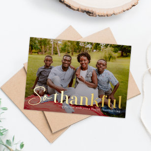 So Thankful Foil Thanksgiving Photo Card