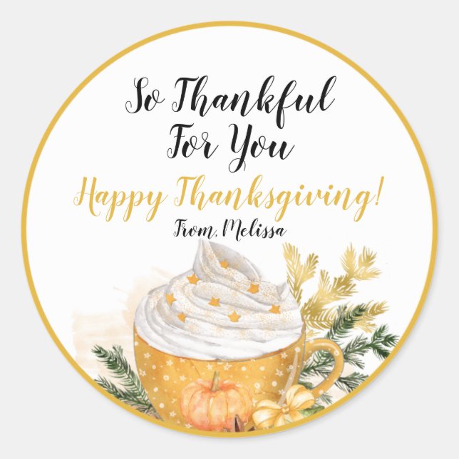 So Thankful For You Happy Thanksgiving Sticker (Front)
