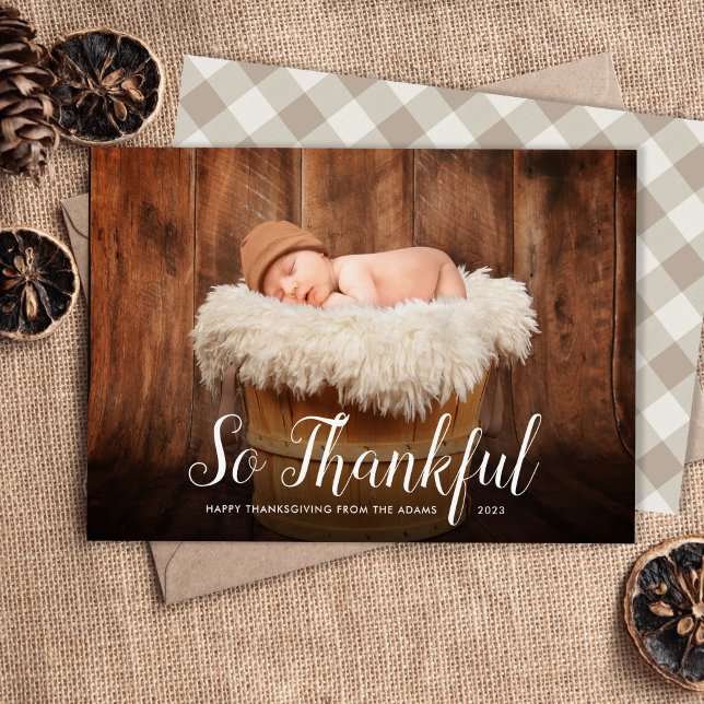 So Thankful Photo Overlay Thanksgiving Holiday Card (Creator Uploaded)